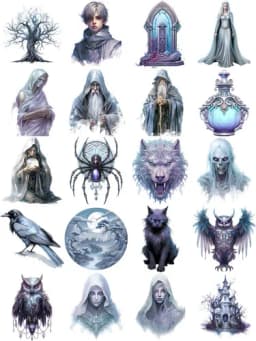 20Pcs/Pack Blue Magic Witch Sticker DIY Craft Scrapbooking Album Junk Journal Decorative Stickers