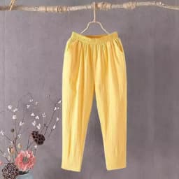 Cotton Linen Loose Fit Summer Thin White Casual Pants High Waist Nine Points Harlan Pants for Women Commute Sle Korean Version