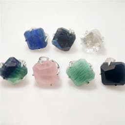FUWO Wholesale 5Pcs Natural Semi-precious Stone Rings,Claw Setting Design Faceted Crystal Ring For Valentines Gift RG095