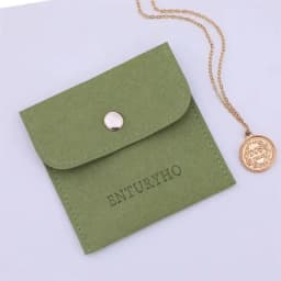 50 Personalized Logo Size Microfiber Jewelry Gift Pouch Velvet Snap Button Rings Earrings Packaging Organizer Wedding Favors Bag