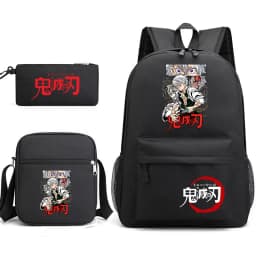 Demon Slayer Anime Print School Backpack Set 3Pcs with Shoulder Bag Pencil Case for Boys Girls
