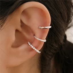 Fashion Zircon Double-layer Ear Cuff No Piercing Earring 2024 Trendy Punk Unique Metal Geometric Ear Clip for Women Jewelry