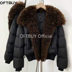 OFTBUY Female New Winter 90 Duck Down Jacket Women Real Lamb Fur Coat Short Warm Natural Fur Clothing Fashion Puffer Outerwear