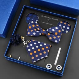 Luxury Neck Tie Set For Men Classic Brand Necktie Bowtie Hanky Cufflinks Floral Brooches Tie Clip Set Wedding Business Box Gift