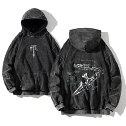 Anime Hunter X Hunter Killua Print Washed Hooded Men Manga Vintage Hoodies Oversized Cotton Sweatshirt Harajuku Male Streetwear