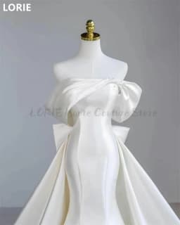 LORIE A-line Off Shoulder Satin vestidos de novia Wedding Dress Back Big BowBridal Gowns Elegant Wedding Gown Customized2025