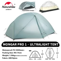 Naturehike Mongar UL PRO 1-3 People Tent 20D Ultralight Travel Waterproof Hiking Survival Outdoor Camping Portable Sun Shelter