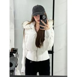 Autumn & Winter High-Waisted Cropped Jacket Sweet Warm Cotton Padded Coat Women Fur Collar Hooded Jacket Y2k Parkas Streetwear