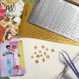 JIANWU 2 Pack/set Simple Bronzing Hot Silver PVC Goo Card Decor Sticker Creative DIY Handbook Scrapbook Collage Stationery