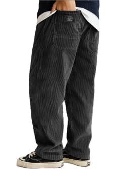 Autumn Winter Fashion Men's Solid Color Simple Basic Casual Trendy Loose Wide Leg Straight Corduroy Trousers Male Pants Clothes