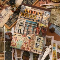 50pcs Ancient Egypt Maerial Pack with Stickers and Material Paper Craft Scrapbooking Junk Journal Decorative Stickers