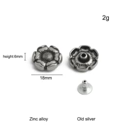 20/50/100PCS Old silver Flower/Round Conchos Screw Back Rivets For Bags Belt DIY Doll Clothes Sewing Riveting Button Accessories