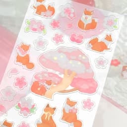 Korean Import Original NEKONI Sakura Animals Cherry Blossom Decor Stickers Scrapbooking Diy Journaling Cute Stationery Stickers