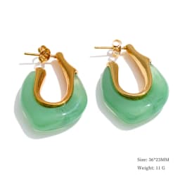 Yhpup New Arrivals Multi-Color Resin Round Square Geometric Earrings for Women Autumn Winter Style Daily Wear Fashion Jewelry