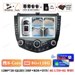 Android 15 For Honda Accord 7 2003 - 2007 Head Unit Stereo Autoradio Navigation 4G LTE 5G WIFI DSP Car Radio Qualcomm AUTO BT