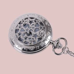 Silver Fine Chain Large Starry Hollow Classical Pocket Watch With Five Pointed Star Relief Hollow Retro Silver Pocket Watch