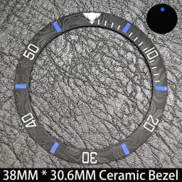 Sloping 38mm * 30.6mm Ceramic/Aluminum Blue Luminous Bezel GMT and Diving Watch Insert Fit for 40mm Watch Case Replacement Watch