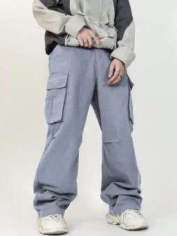 3D Pockets, Street-styling Workwear, Trendy Functional Lacing, Loose-fitting Casual Pants, Men's Straight-cut Fashion