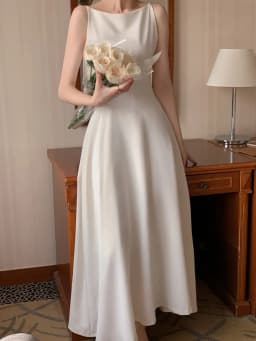 Ele Chic Long Svel Dr High Waist A-Line Silhouette Commute Sle Summer Collection Faionable oulder Design