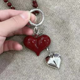 Cute Spring Buckle Red Love Key Chain Acrylic Fashion Bow Pendant Keychain Creative Bag Hanging Decoration Bag Accessories