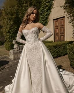 Satin Bridal Detachable Long Train Wedding Removable Overskirt for Dresses Formal Party Prom Bridal Skirts Customized 2026