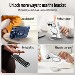 Luxury Transparent 360 Rotate for Magsafe Bracket Case for iPhone Ultra Fold Cover HighDefinition privacy Screen Protector Case