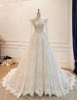 Customized V-neck Long-Sleeved A-Line Elegant Wedding Dress Vestidos De Novia Amanda Novias Amanda Novias Official