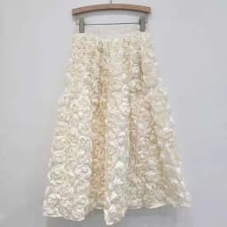 DEAT 2024 Autumn New Versatile Three Dimensional Flower Mid-calf Skirt High Waist Big Swing Fashion A-line Skirts Female 33A2033