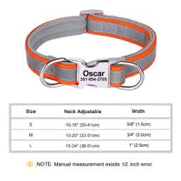 Reflective Personalized Dog Collar Engrave ID Nylon Collars Soft Padded Dogs Collar Adjustable for Small Medium Large Dogs Pug