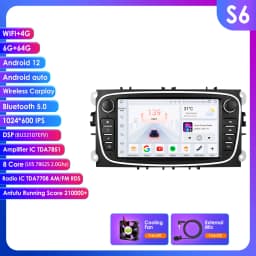 Android Autoradio AI Carplay For Ford Focus Fusion Mondeo S/C-MAX Mondeo Galaxy Transit Connect Kuga multimedia 7"7862 Car radio