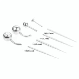 2PCS Internal & External Thread Steel Body Piercing Kit 14G (1.6mm) & 16G (1.2mm) Eyebrow Lip Ear Tongue Needle Tool