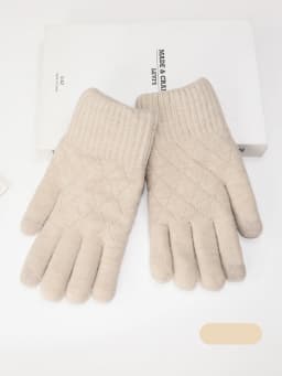 Touchscreen Gloves, Winter Thickened with Fleece, Warm and Cold-Proof, Suitable for Students Using Mobile Phones and Cycling, Knitted Wool Double-Layer Five-Finger Gloves