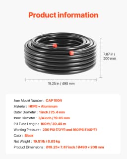 VEVOR Air Compressor Line Kit 100FT/200FT HDPE-Aluminum Compressed Air Piping System Air Line Tubing Kit for Garages Workshop