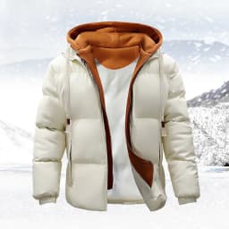 Fashion Solid Hooded Fleece Parkas Men Winter Thick Warm Parka Coat Men's Cotton Overcoat Warm Basic Style Casual Parkas