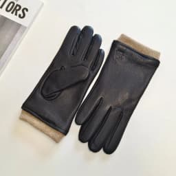 Men's Deer Skin Gloves Warm Wool Knitted Driving Cycling Leather Gloves