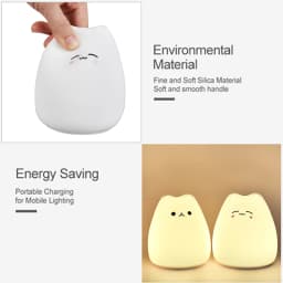 LED Cat Night Light for Kids Soft Silicone Touch Sensor 7 Colors Changing Cartoon Sleeping Lamp for Bedroom Nursery Decoration