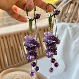 1-Pcs Handmade Grape Keychain - Summer Boho Bag Charm Small Fresh Fruit Pendant Women's Bag Decoration〔CC88〕