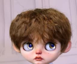 Blythes Doll Wig Fits Into the 1/6 Style Male European Style Curly Hair With Highlights Dark Brown Mixed Light Imitation Mohair