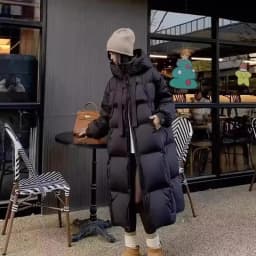 Black Winter Coat 2026 New Women's Thick Cotton Parka Jacket Korean Oversized Loose Hooded Coats Female Casual Long Overcoat