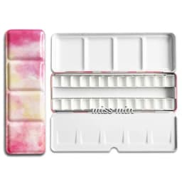 Empty Watercolor Palette Tin Color Mixing Palette Paint Storage Box Iron Paint Tray with Half/Full Pans For Painting