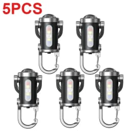 1-5PCS Mini COB Ultra Bright Rechargeable LED Flashlight Keychain Portable Waterproof Camping Pocket Lamp Keyring Hanging Light