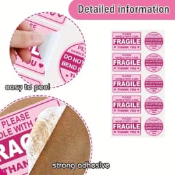 Fragile Handle with Care Stickers for Mailing Envelope Carton Tray - No Folding Adhesive Labels