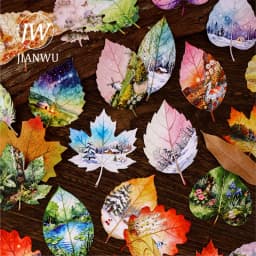 JIANWU Leaf Viewing Series Vintage Maple Leaf Scene Landscape Material Collage Scrapbook Sticker Creative DIY Journal Stationery