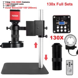 13MP HDMI USB 60FPS Monocular Video Microscope Sets HDMI VGA Digital Camera 130X/150X/215X C mount Lens For Repair Phone Solder