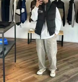 NBHD Classic down Vest Middly Thick Patchwork Color down Vest Youthful Vitality Style Nylon Fabric Drawstring Hem Zipper Closure