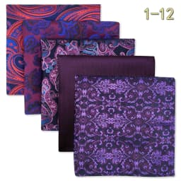 5 PCS Luxury Mens Pocket Square Set Handkerchief Assorted Paisley Floral Print Striped Hanky Suit Gentlemen Wedding Gift Vintage