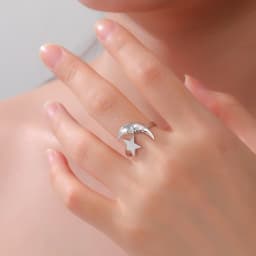 COOLTIME Star Moon Ring for Women Stainless Steel Trendy Minimalist Open Waterproof Ring Jewelry Gift New