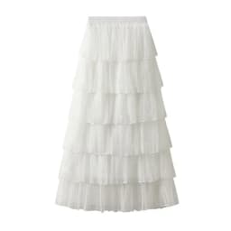 New Summer Korean Mesh Half Body MIDI Skirt Spring and Autumn Super Fairy Layered Cake Skirt Women's Knee Long Beach Skirt