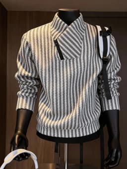 Thickened Stand Collar Sweatshirt Men's Casual Style Inner Wear Base Shirt Heavyweight Leisure Top for Autumn Winter