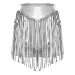 Womens Iridescent Metallic Hot Pants with Tassel High Waist Fringed Booty Shorts Cheeky Shorts Stage Dance Jazz Rock Clubwear